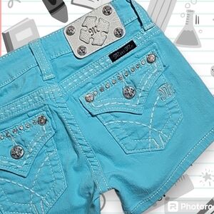 Miss Me Girls - Aqua Shorts. (Youth) Girl's Size: Waist 08x2.5 Inseam.